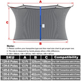 NONMON Trampoline Net Replacement for Straight 6 Pole, 12ft Trampoline Net Round Frame Safety Enclosure Net UV-Resistant Weather-Resistant Breathable Durable Net with Adjustable Straps(Net Only) NONMON