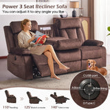 RIHEREFY Velvet Reclining Couch Set, Loveseat Recliner Sofa with Console, Cup Holder, USB & Type C, Massage & Heat, Modern Living Room Furniture, Brown, 82" W x 35.9" D x 42.5" H RIHEREFY