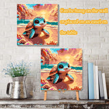 VIGEGU Sea Turtle Paint by Numbers Kit for Adults with Framed,Paint by Number with Wooden Easel DIY Adult Paint by Number Kits Box Pack Acrylic Oil Painting 10x10inch VIGEGU