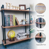 Anynice 3 Tier Industrial Long Bookshelf, Entryway Industrial Metal Bookcase (Weathered Brown, 60" L x 11.8" W x 39" H) Anynice
