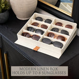 ZICOTO Beautiful Sunglass Storage Organizer For 8 Pairs - A Stylish Linen Case Protects and Displays All Your Glasses - The Perfect Storage Organizer To Hold Multiple Glasses Safe and Dust Free ZICOTO