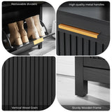 HUSHEDIFY 4 Flip Drawers Shoe Cabinet Storage for Entryway, Narrow Hidden Wood Shoes Organizer Cabinet Front Door Entrance Thin Free Standing Front Door Shoe Rack Storage for Entryway(Black) HUSHEDIFY