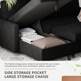 Walsunny Sectional Sofa Couch Bed L Shaped Sleeper Sofa Bed Pull Out Bed with Storage, Reversible Sectional Couches for Living Room, Apartment, Office(Black) Walsunny