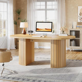 Tribesigns 63-Inch Executive Desk, Modern Home Office Desks Computer Writing Table, Small Conference Table, Oak Tribesigns