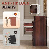 WLIVE LED Dresser for Bedroom, Tall Wood Dresser with 4 Drawers and Open Shelf, Chest of Drawers with Charging Station and LED Lights for Living Room, Hallway, Closet, Rustic Brown WLIVE