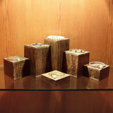 MOOCA Wooden 6 Pcs Square Risers for Display Jewelry and Accessories Display Stand Wooden Display Risers, Wood Jewelry Risers Wood Figurine Display MOOCA