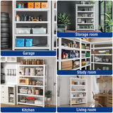 WORKPRO 3000lbs 5-Tier Shelving Unit, 72" H Adjustable Storage Shelves, Boltless Garage Shelving Unit for Garage, Kitchen, Durable Scratch-Resistant Panels, White WORKPRO