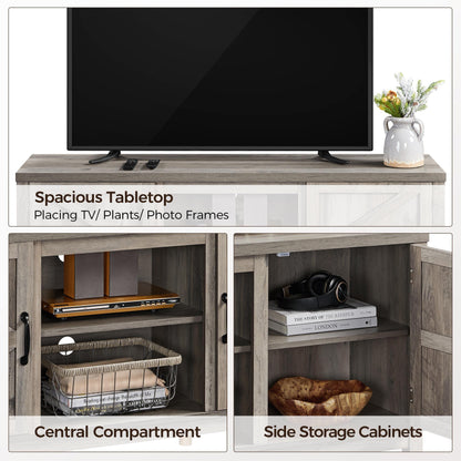 Yaheetech TV Stand, Farmhouse TV Stand for Living Room, Entertainment Center with Double Barn Doors for 65 Inch TV, Gray - WoodArtSupply