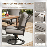 NATURAL EXPRESSIONS 5 Piece Outdoor Patio Dining Sets, 4pcs Swivel Dining Chairs & Square Woodgrain Dining Table with 1.65”Umbrella Hole for Lawn, Garden, Deck, Backyard and Porch NATURAL EXPRESSIONS