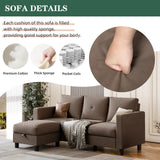 JAMFLY Sectional Sofas Couches for Living Room, L Shaped Couch with Storage Sofa Set, Small Couches for Small Spaces with Movable Ottoman, Brown JAMFLY