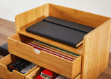 RoyalHouse Premium Natural Bamboo Desktop Organizer, Attractive Design 3 Tier, Table Top Storage for Documents & Office Supplies, Accessories And More, No Assembly Required (3 Drawer with Shelf) RoyalHouse