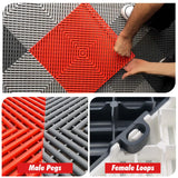 15.7"x15.7" Garage Flooring Tiles, Non-Slip Interlocking Plastic Garage Floor Mat, Garage Organization & Garage Storage, Vented Pattern (red, 25pcs) GOSLARLIT