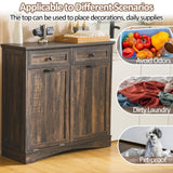 OUTGUAVA 13 Gallons Tilt Out Trash Cabinet Kitchen Trash Bin Cabinet Recycling Trash Cabinet with Hideaway Drawers, Pet Proof Trash Can Cabinet for Kitchen Living Room, Rustic Brown OUTGUAVA