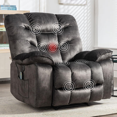 HAOMARKETS Oversized Power Recliner Chair with Massage and Heat, 41" Wide Electric Reclining Chairs with USB Port, Breathable Fabric Overstuffed Reclining Sofa for Living Room Bedroom