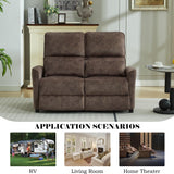 DRMBOOK 52'' RV Loveseat Recliner Sofa, Velvet Fabric Double Camper Couch 2 Seater Recliner, Home Movie Theater Seating Chair, 2 Person Push Back Recliners for Living Room, Brown DRMBOOK