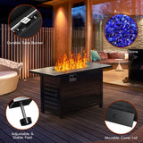 Xbeauty Fire Pit Propane Gas FirePit Table 43" Outdoor Fire Pit Rectangular Tabletop with Lid, Rain Cover, for Outside Garden Backyard Deck Patio Xbeauty