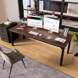 Vagaconl Computer Desk 78.74" L x 27.55" W x 29.52" H, Large Gaming Desk Extra Long 2 Person Desk, Home Desks for Work Study Student Writing, Metal Frame Rustic Brown (Only Table) Vagaconl