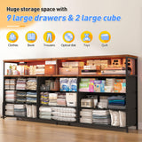 EnHomee 55" W Dresser TV Stand with Power Outlet & LED Lights for 65" TV, Dresser for Bedroom with 9 Fabric Drawers, TV Stand for Bedroom Long Dressers Console Table 55''W*11.8''*35.5'', Rustic Brown EnHomee