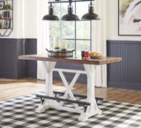 Signature Design by Ashley Valebeck Rustic Farmhouse 36" Counter Height Dining Table, Brown & White Signature Design by Ashley