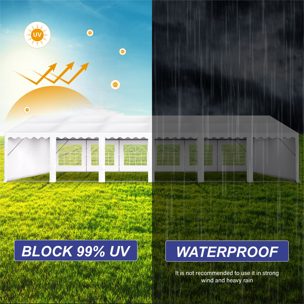 PHI VILLA 40'x20' Outdoor Heavy Duty Party Tent Large Commercial Canopy Wedding Event Shelter with Removable Sidewalls & 7 Storage Bags for Patio Outdoor Garden Events, White PHI VILLA