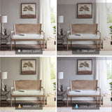 Madison Park Willshire Natural Rattan Settee, Upholstered Seat - Charming Country Design, Rustic Reclaimed Wood Finish, Ratan Insert Backrest & Padded Arm Rest, 47.25" Wide Beige/Reclaimed Natural Madison Park