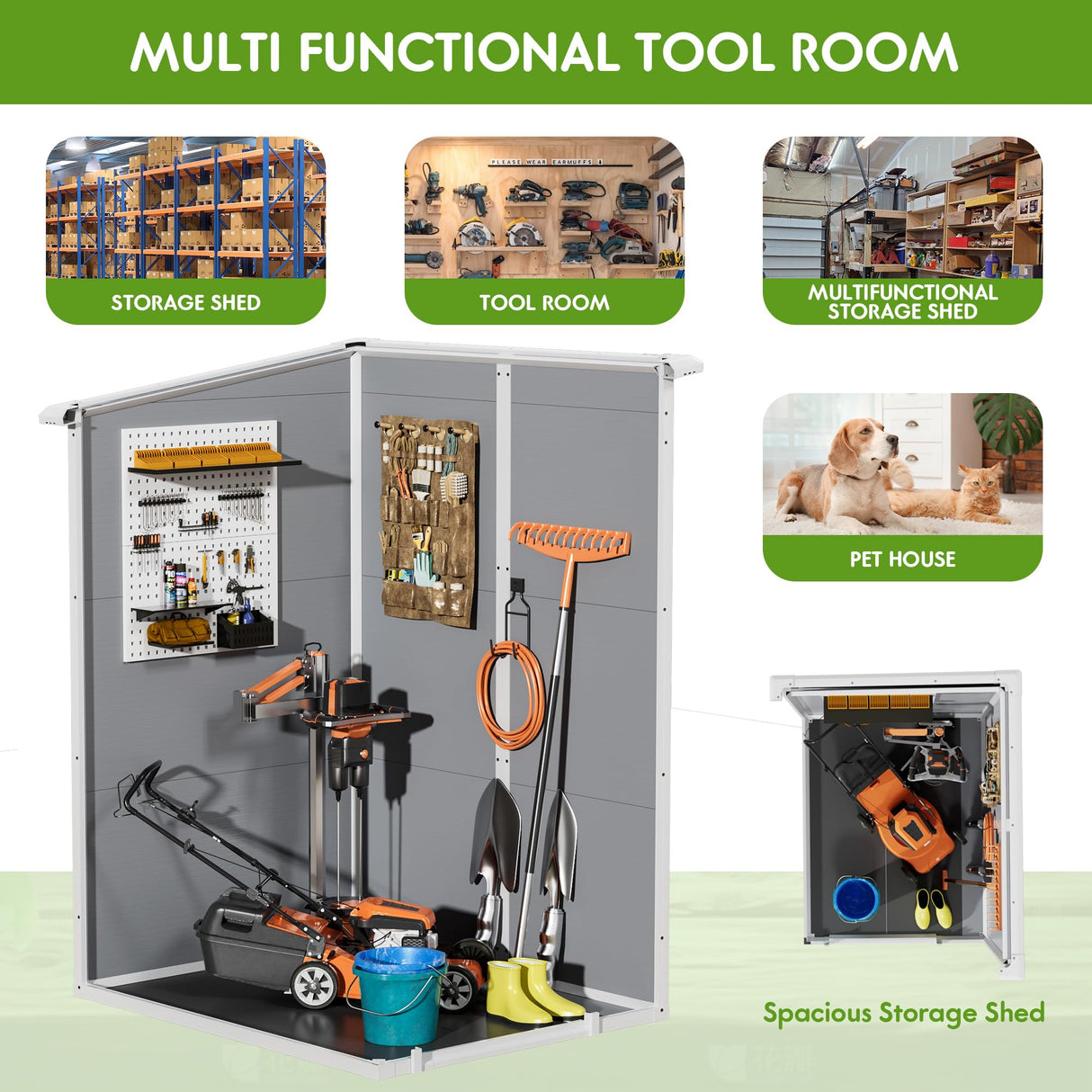 Flamaker 5 x 4 FT Outdoor Storage Shed, Garden Resin Shed with Floor, Plastic Tool Shed with Lockable Door for Backyard Patio Lawn Pool Flamaker