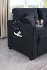 Eafurn L-Shape Reversible Sectional Sofa Bed Convertible Sleeper Corner Couch w/USB Ports and Storage Chaise, 4 in 1 Pull-Out Sofabed for Living Room, Apartment, Office Eafurn