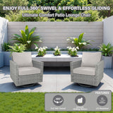 Belord Modular Outdoor Furniture Set - 8 Pieces Patio Conversation Sectional Sofa Set with Swivel Rocker Outdoor Chairs and Glass Coffee Table for Deck Backyard Sunroom Belord