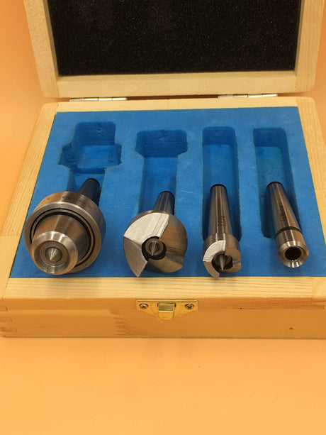 MT1 Wood Lathe Live Center Drive Spur Cup 4pcs Set with 2Pcs Extra Replacement Tips with Good Quality Wooden Box Almhs