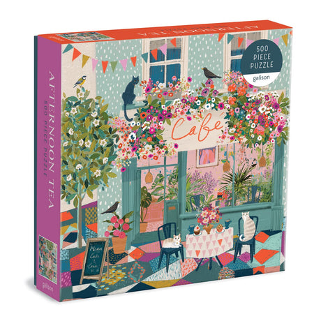 Galison Afternoon Tea Puzzle, 500 Pieces, 20” x 20” – Floral Jigsaw Puzzle with a Beautiful Illustration by Victoria Ball – Thick Sturdy Pieces, Challenging Family Activity, Makes a Great Gift Galison