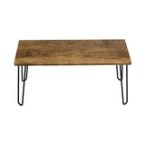 Lavish Home Coffee Table with Hairpin Legs - Modern Industrial Style Home Decor - Woodgrain-Look and Steel Accent Living Room Furniture (Brown) Lavish Home