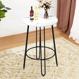 ALISH 40.5" Round Bar Table Pub Table Bar Height Table Tall Bistro Bar Dining Table with Metal Frame & White Top ALISH