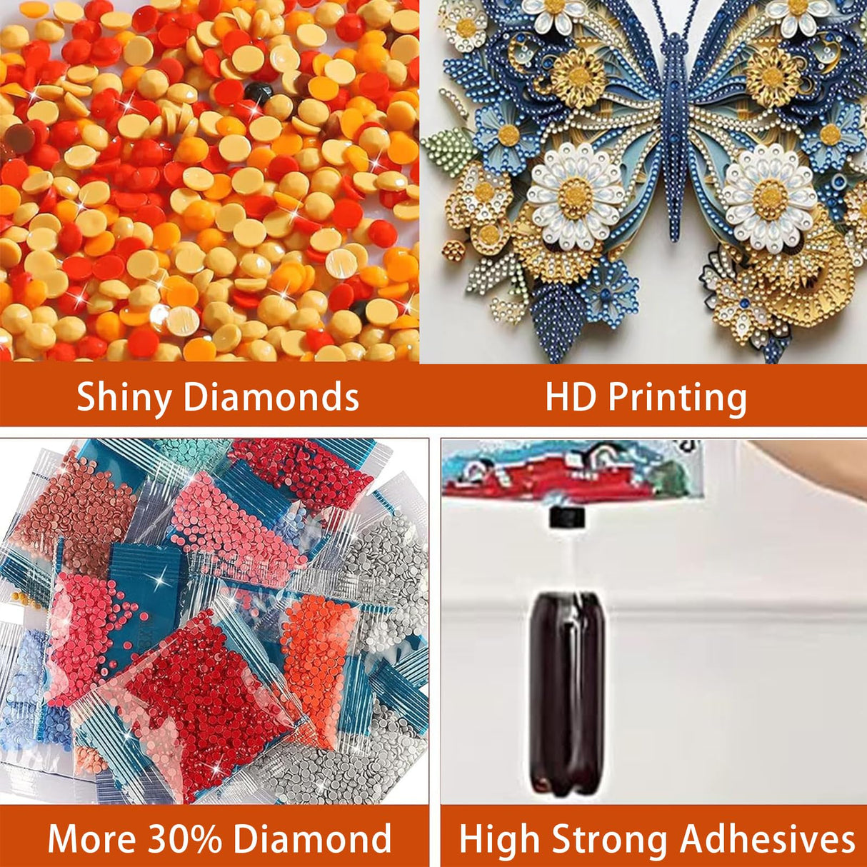 Woteilus Diamond Art Kits for Adults: Stitch Diamond Painting Butterfly for Beginners Special Shaped Animal Butterfly Diamond Art Kits 30 x 30cm, 9.8 x 9.8 inch Woteilus