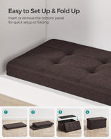 SONGMICS Mazie Collection - 30 Inches Folding Storage Ottoman Bench, Ottoman Foot Rest, End of Bed Bench, Storage Chest, Load 660 lb, for Living Room, Bedroom, Entryway, Brown ULSF047K02 SONGMICS