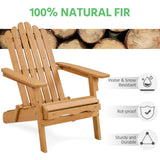 Yaheetech Folding Adirondack Chair with Retractable Ottoman 300lb Solid Wood Garden Chair, Fire Pit Lounge Chairs Weather Resistant Furniture for Garden/Yard/Patio/Lawn, Set of 1 Yaheetech