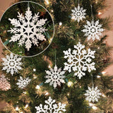 36pcs Snowflakes-Christmas Tree Decorations, Snowflake Ornaments for Tree, Plastic Glitter White Snow Flakes Ornaments, Christmas Indoor Winter Wonderland Decor kockuu