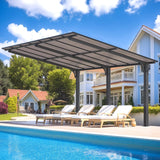 AECOJOY 14' x 10' Gazebo for Patio, Hard Top Lean to Gazebo Pergola Carport, Freestanding Shelter Pergolas and Gazebos Clearance with Patio Roof, Wall-Mounted Heavy Duty Awnings for Patio, Decks AECOJOY
