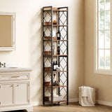 LITTLE TREE Corner Book Shelf, 78.7" Tall Narrow Bookcase, 7-Tier Skinny Wooden Display Shelves with Sturdy Metal Frame for Living Room, Modern Slim Standing Bookshelves for Office Shelf, Small Spaces LITTLE TREE