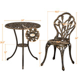 Yaheetech Patio Bistro Sets 3 Piece, Outdoor Rust-Resistant Cast Aluminum Garden Table and Chairs, Bronze Yaheetech