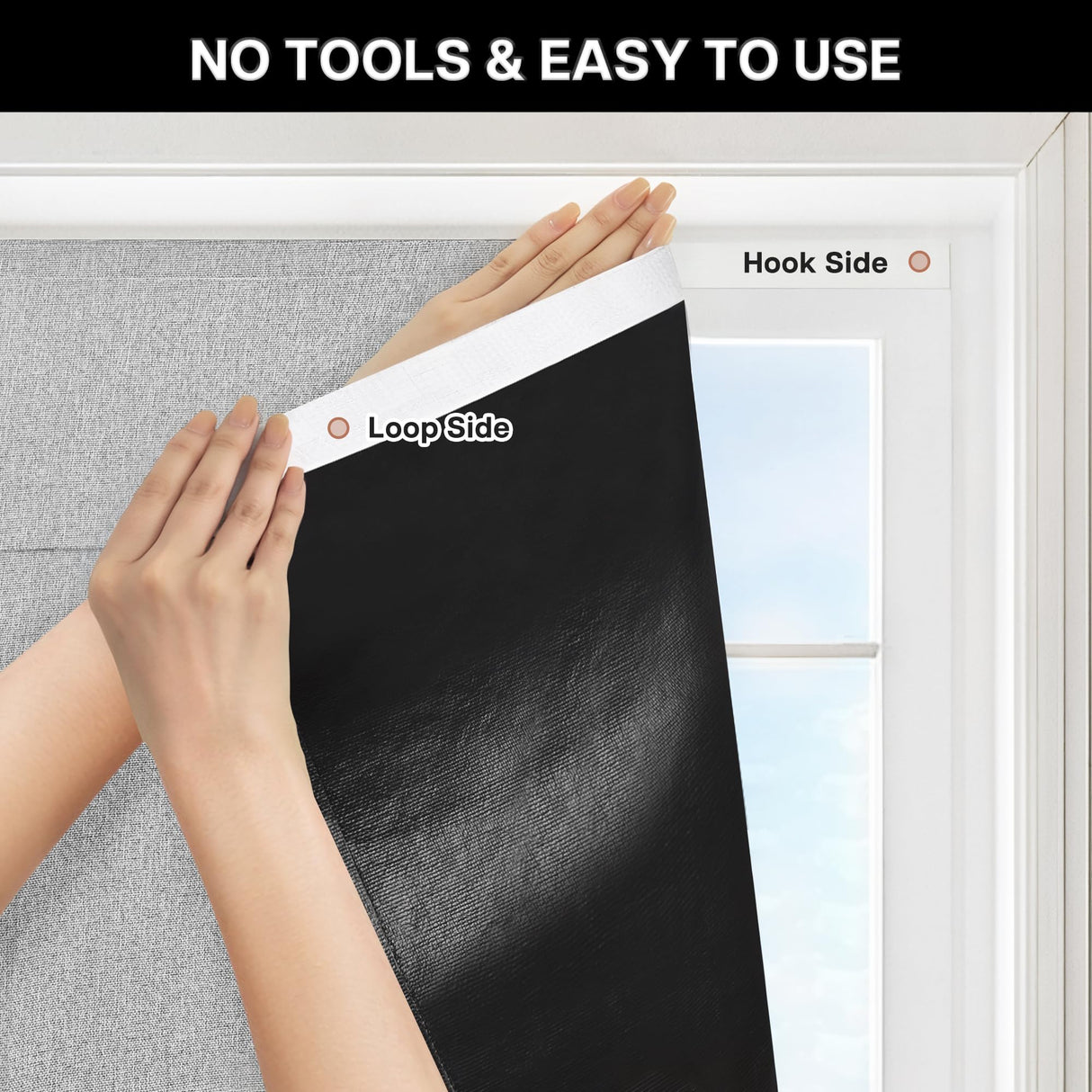 LazBlinds Blackout Roller Shades, No Drill Cordless Blinds for Windows, Roll Up French Door Blinds, Thermal Insulated UV Protection Blinds and Shades for Home and Office (48''W x 72''H, Grey Linen) LazBlinds