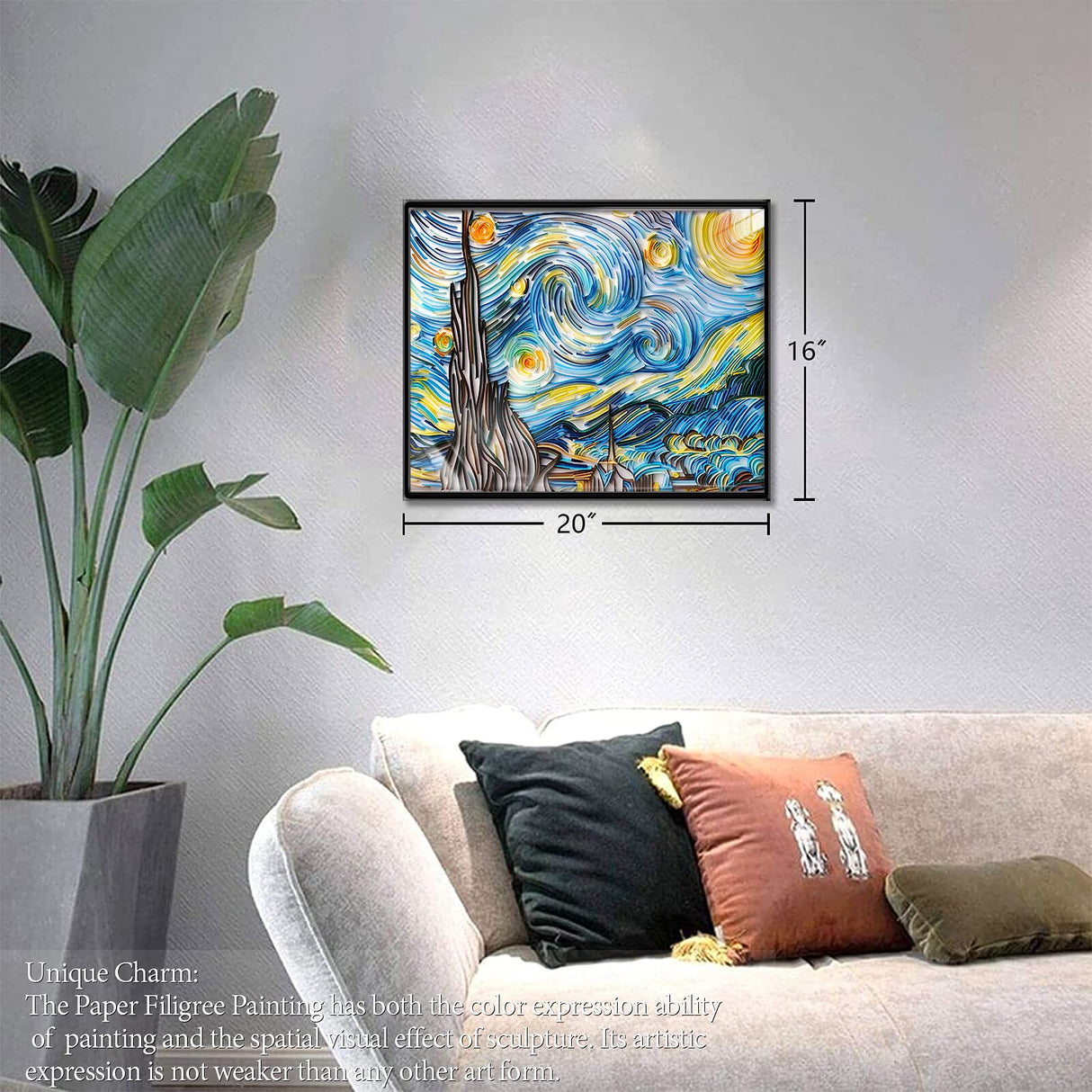 Uniquilling Quilling Kits Paper Quilling Kit for Adults Beginner, DIY Kits for Adults Paper Filigree Painting Kits, Modern Wall Art for Living Room, 16 * 20in Starry Night- Basic Uniquilling