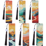 Sitsink Scenery Diamond Art Bookmarks - 6 Pcs Sunset Diamond Painting Bookmark Kits with Tassels, Sunrise DIY Gem Art Rhinestone Crafting Kit for Adults Women Sitsink