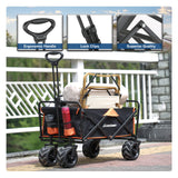 EchoSmile Heavy Duty 350 Lbs Capacity Collapsible Wagon, Outdoor Folding Camping Grocery Portable Utility Cart, Adjustable Rolling Carts, All Terrain Sports Beach Wagon with Big Wheels EchoSmile