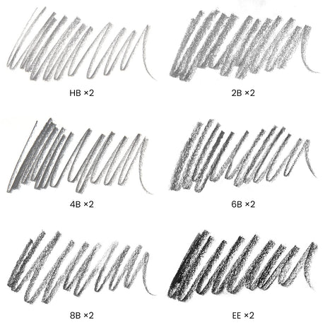 ARTEZA Woodless Graphite Pencils, Set of 12, HB, 2B, 4B, 6B, 8B, and EE ARTEZA