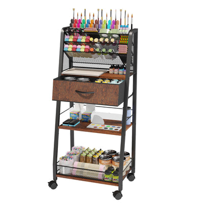 Homsorout 3 Tier Rolling Cart - Metal Utility Cart with Storage Drawer and Wheels, Versatile Art & Craft Organizer for Home, Office, or Studio - Ideal for Storing Brushes, Paints, and Supplies
