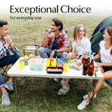4 Feet Foldable Table Adjustable Height with Built in Handle, Steel Legs | Heavy Duty Portable | Perfect for Party, Dining, Wedding, Events, Picnic Indoor, Outdoor, Camping, Utility, Temporary Our Modern Space
