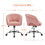 Yaheetech Pink Desk Chair Vanity Chair with Back Home Office Chair Cute Desk Chair Modern Swivel Rolling Chair Computer Chair for Study, Vanity, Bedroom Yaheetech