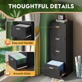 DEVAISE 4 Drawer File Cabinet with Lock, Vertical Filing Cabinet for A4/Letter Size Files, Wood Storage Cabinet for Home Office, Black DEVAISE