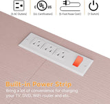 TrailBlaze Multifunctional Drawer Tower with Power Outlet, 55'' TV Stand with 10 Drawers, Fabric Chest of Drawers with Storage Drawers, Waterproof Wood Top, Anti-Tip Safety, Easy Assembly (Pink) TrailBlaze