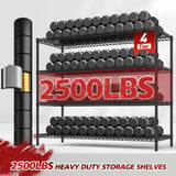 REIBII 55.5''W Storage Shelves 2500LBS Wire Shelving Unit with Wheels Heavy Duty Metal Shelves for Storage Adjustable Garage Storage Rack Pantry Shelf Kitchen Shelving, 75.6" H X 55.5''W X 24" D, 4PCS REIBII